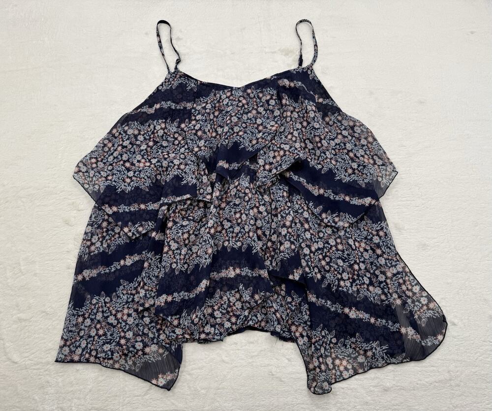 Maurices Womens Blue Floral Sheer Layered Flowy Tank Top Blouse Plus Size 2XL